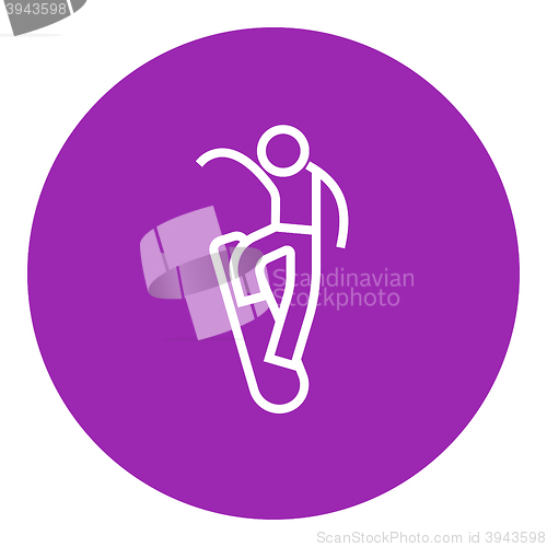 Image of Man snowboarding line icon.