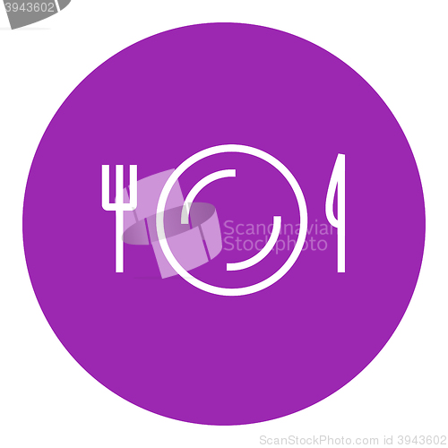 Image of Plate with cutlery line icon.