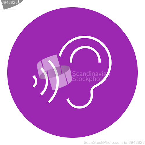 Image of Ear and sound waves line icon.