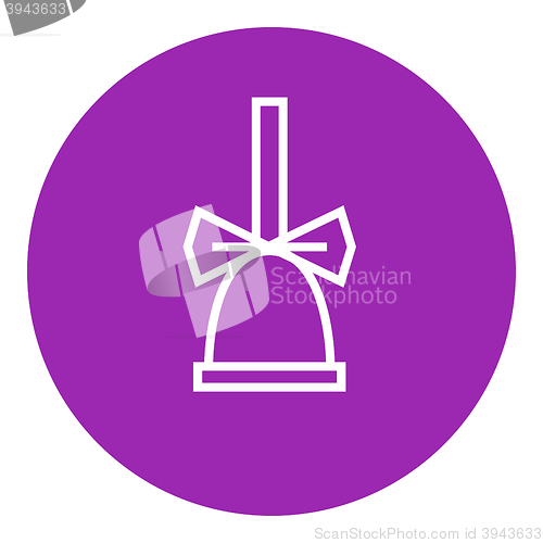 Image of School bell with ribbon line icon.