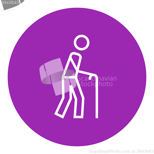 Image of Man with cane line icon.