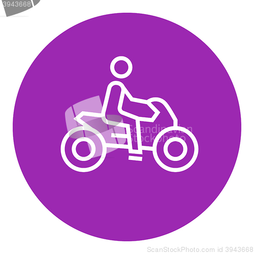 Image of Man riding motorcycle line icon.