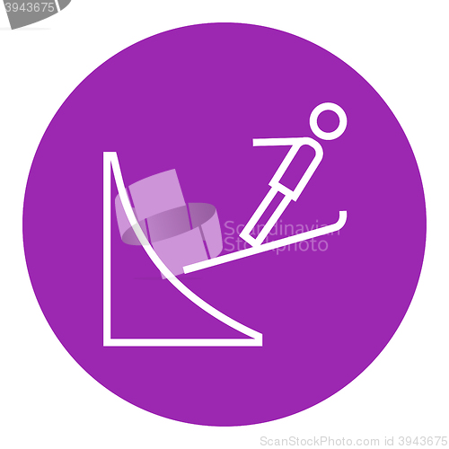 Image of Ski jumping line icon.