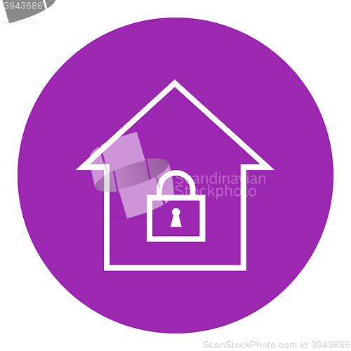 Image of House with closed lock line icon.
