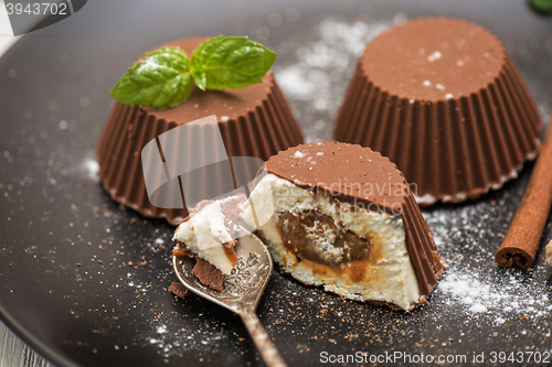 Image of dessert from cream and chocolate