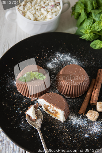 Image of dessert from cream and chocolate