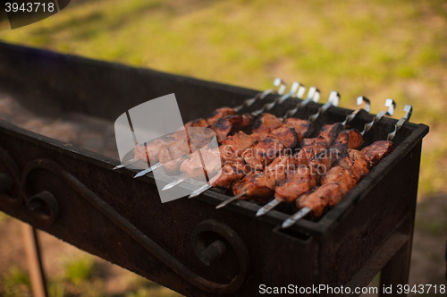 Image of shashlik on a grill