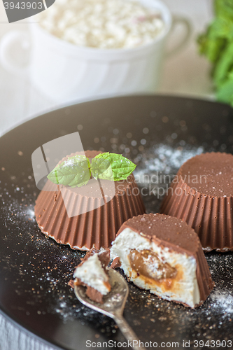 Image of dessert from cream and chocolate