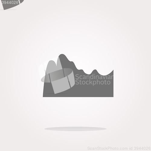 Image of vector mountain on glossy web icon isolated on white background