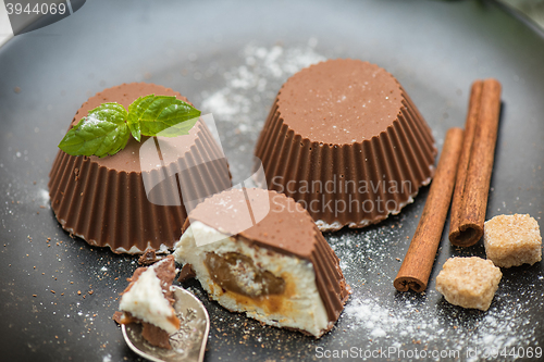 Image of dessert from cream and chocolate