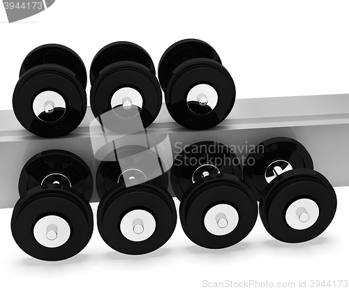 Image of Exercise Dumbbells Represents Get Fit And Exercised 3d Rendering