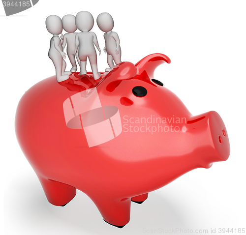 Image of Piggybank Save Represents Render Saved And Currency 3d Rendering