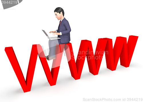 Image of Businessman Character Means World Wide Web And Net 3d Rendering