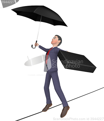 Image of Businessman Balancing Shows Tightrope Walker And Balanced 3d Ren