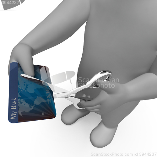 Image of Credit Card Shows Cut Spend And Payment 3d Rendering
