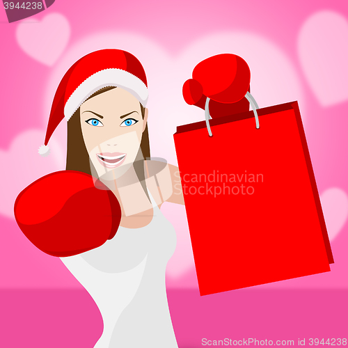 Image of Woman Christmas Shopping Represents Retail Sales And Store