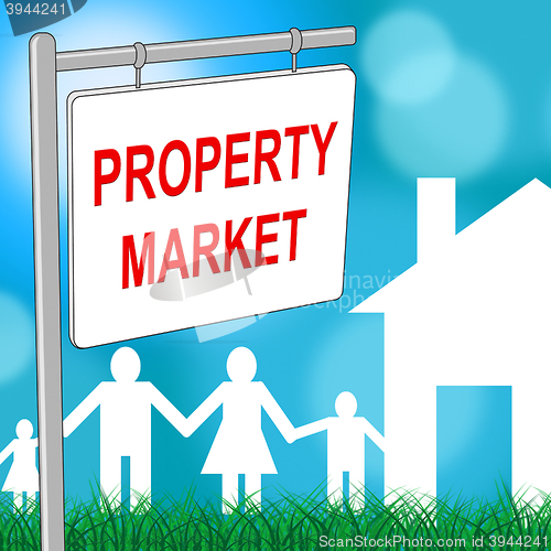 Image of Property Market Sign Indicates For Sale And Apartment