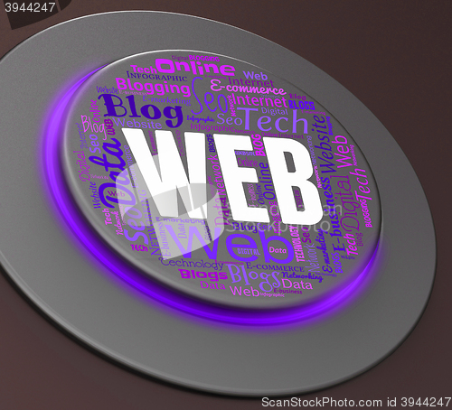Image of Web Button Shows Websites Online And Control
