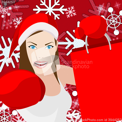 Image of Woman Christmas Shopping Represents Retail Sales And Lady