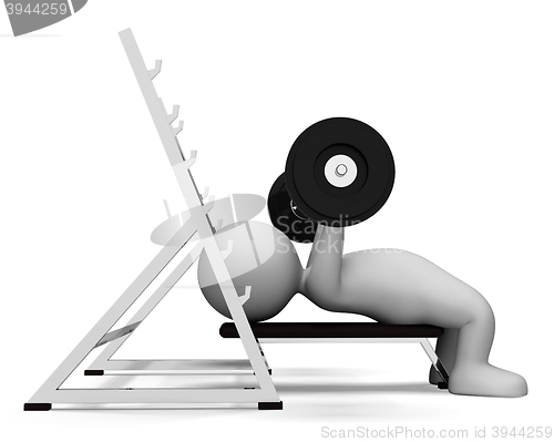 Image of Weight Lifting Represents Muscular Build And Empowerment 3d Rend