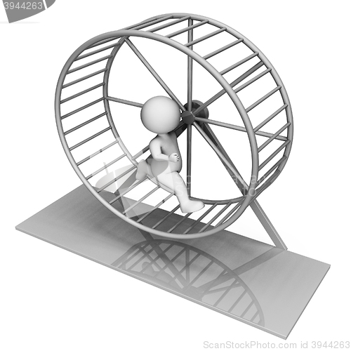 Image of Hamster Wheel Indicates Worn Out And Active 3d Rendering