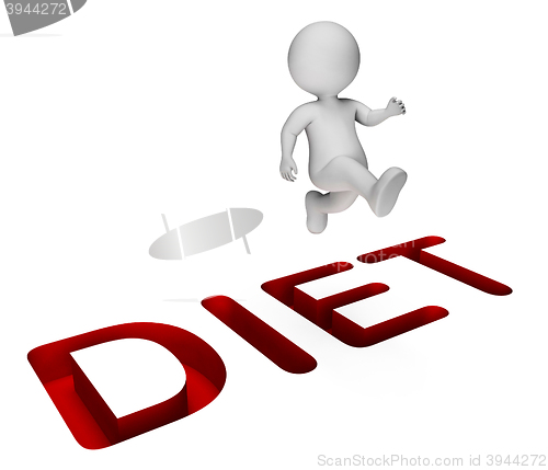 Image of Success Character Means Weight Loss And Diet 3d Rendering