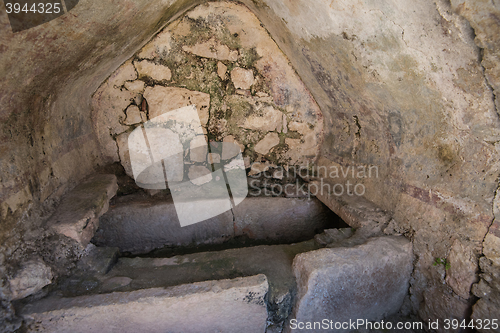 Image of sarcophagus in St. Nicholas church in Demre, Turkey