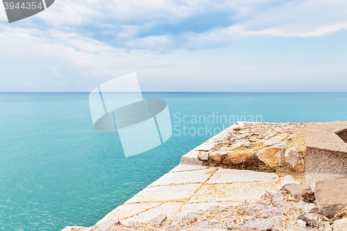 Image of Waterfront and turquoise sea of Peniscola, Spain