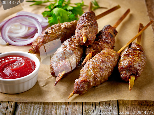 Image of grilled minced meat skewers