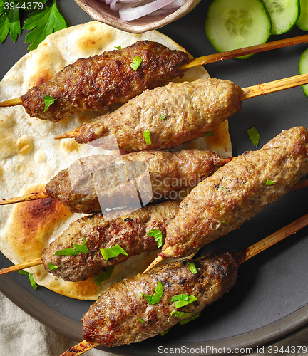 Image of grilled minced meat skewers