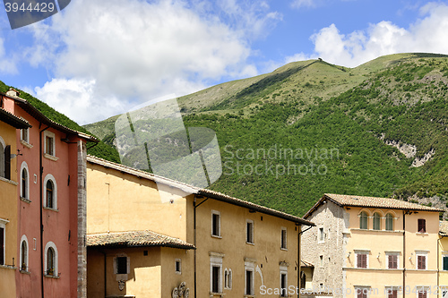 Image of Houses and green hills in Italy