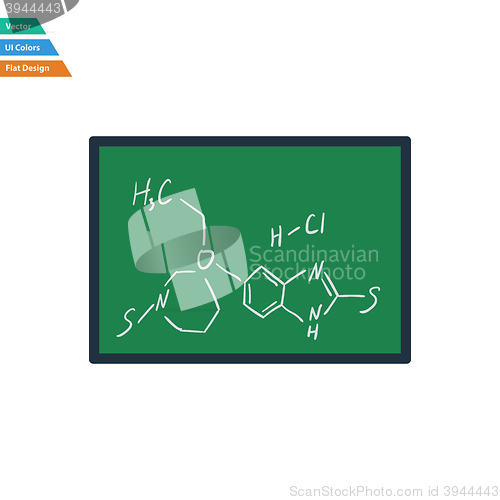 Image of Flat design icon of chemistry formula on classroom blackboard