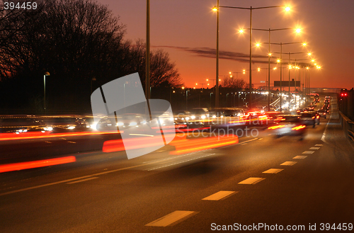 Image of cars at night with motion blur