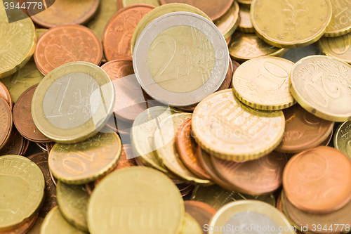 Image of Heap of assorted Euro coins