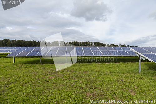 Image of Field with blue siliciom solar cells alternative energy