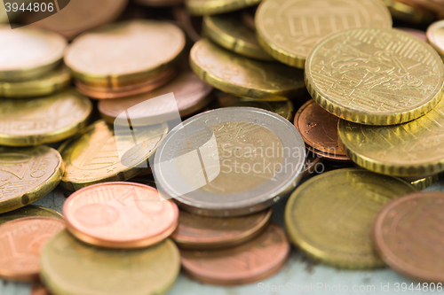 Image of Heap of assorted Euro coins