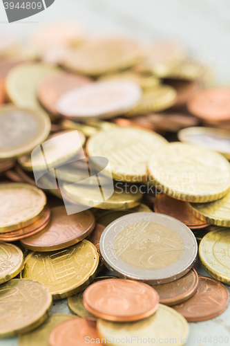 Image of Heap of assorted Euro coins