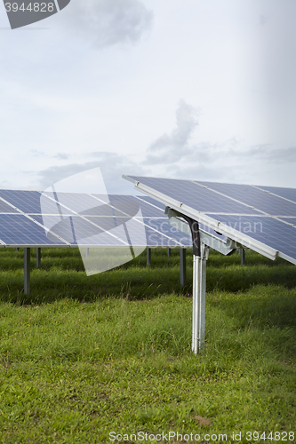 Image of Field with blue siliciom solar cells alternative energy