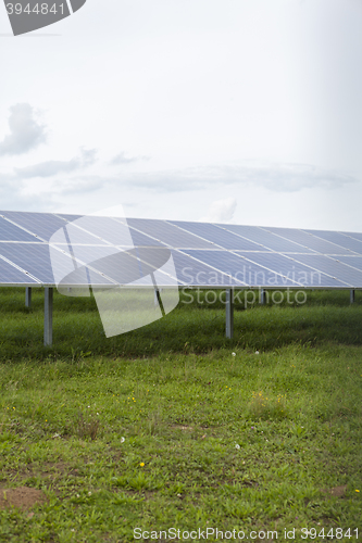 Image of Field with blue siliciom solar cells alternative energy