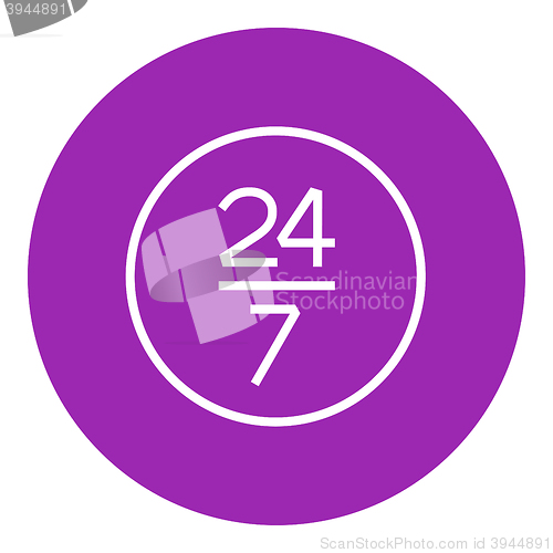 Image of Open 24 hours and 7 days in wheek sign line icon.