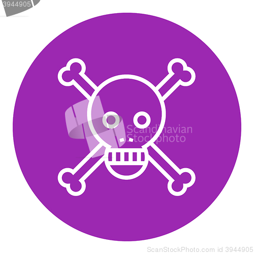 Image of Skull and cross bones line icon.