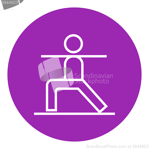 Image of Man practicing yoga line icon.