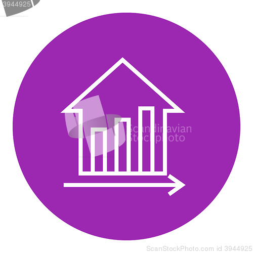 Image of Graph of real estate prices growth line icon.