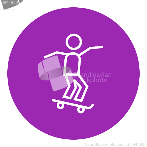 Image of Man riding on skateboard  line icon.