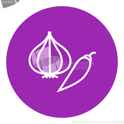 Image of Garlic and chilli line icon.