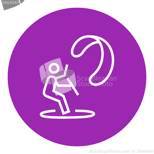 Image of Kite surfing line icon.