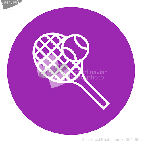 Image of Tennis racket and ball line icon.