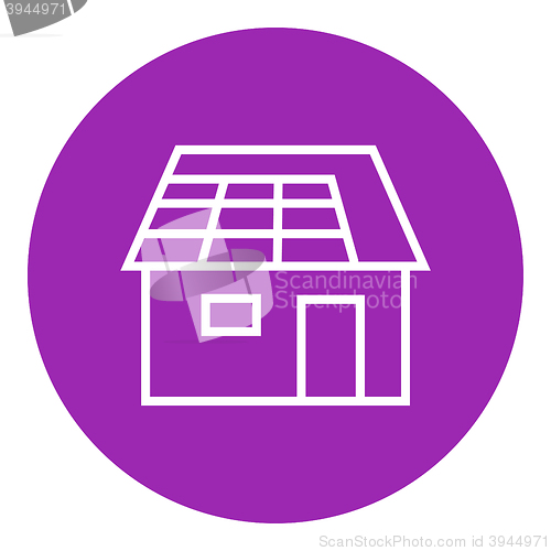 Image of House with solar panel line icon.