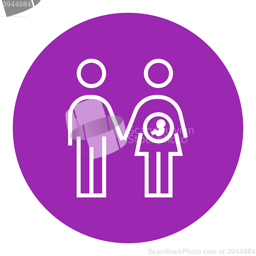 Image of Husband with pregnant wife line icon.