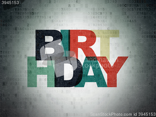 Image of Holiday concept: Birthday on Digital Data Paper background